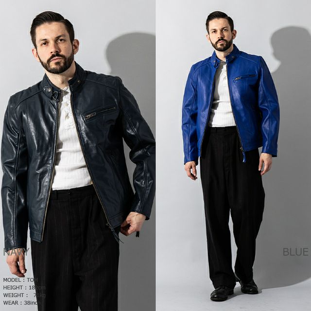 Liugoo Leathers 本革 シングルライダースジャケット メンズ