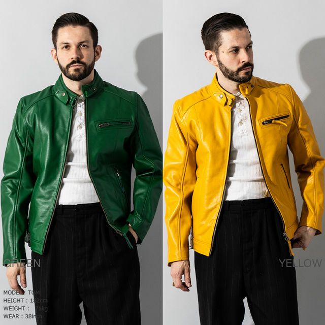 Liugoo Leathers 本革 シングルライダースジャケット メンズ