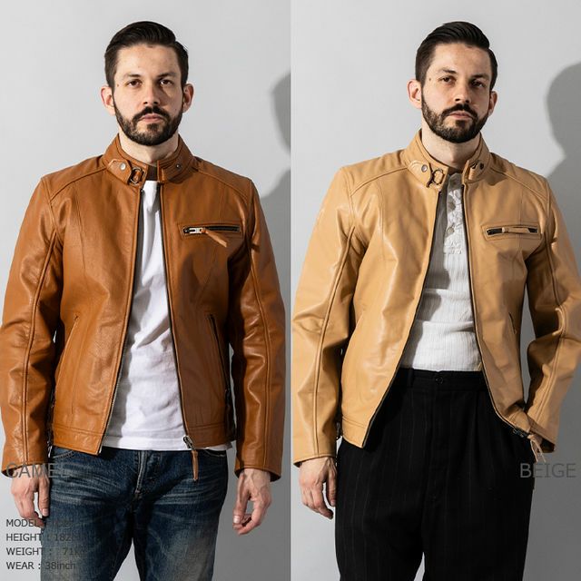 Liugoo Leathers 本革 シングルライダースジャケット メンズ