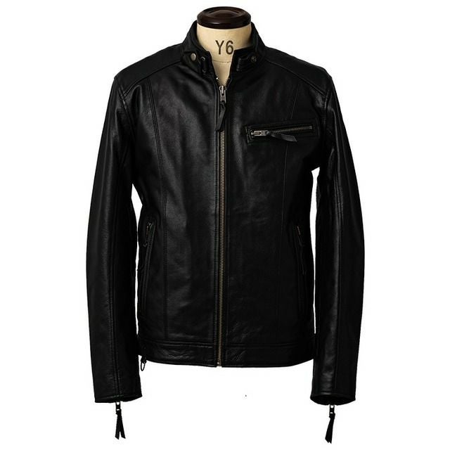 Liugoo Leathers 本革 シングルライダースジャケット メンズ