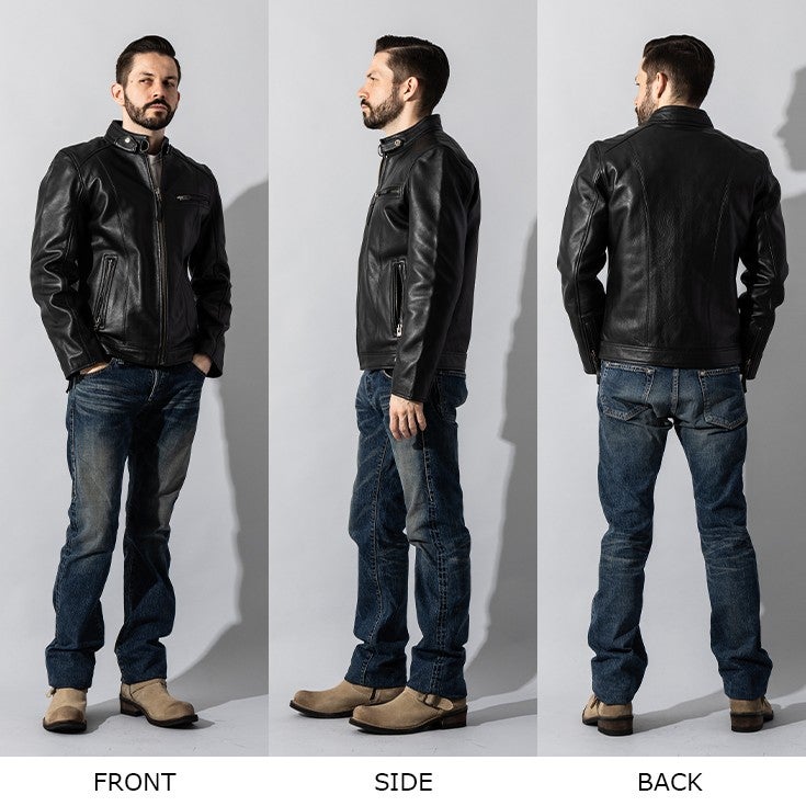 Liugoo Leathers 本革 シングルライダースジャケット メンズ