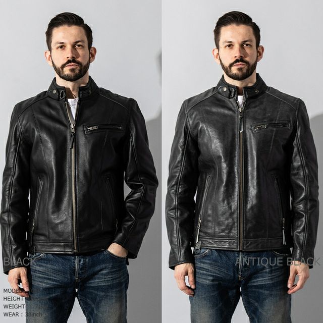 Liugoo Leathers 本革 シングルライダースジャケット メンズ