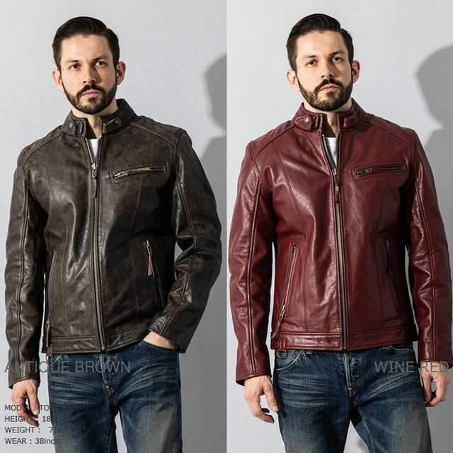 Liugoo Leathers 本革 シングルライダースジャケット メンズ