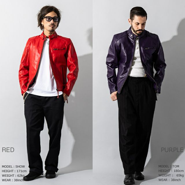 Liugoo Leathers 本革 シングルライダースジャケット メンズ
