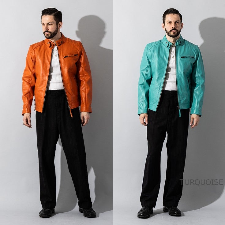 Liugoo Leathers 本革 シングルライダースジャケット メンズ