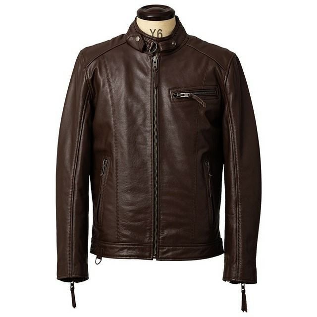 Liugoo Leathers 本革 シングルライダースジャケット メンズ