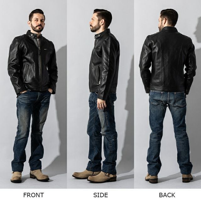 Liugoo Leathers 本革 シングルライダースジャケット メンズ