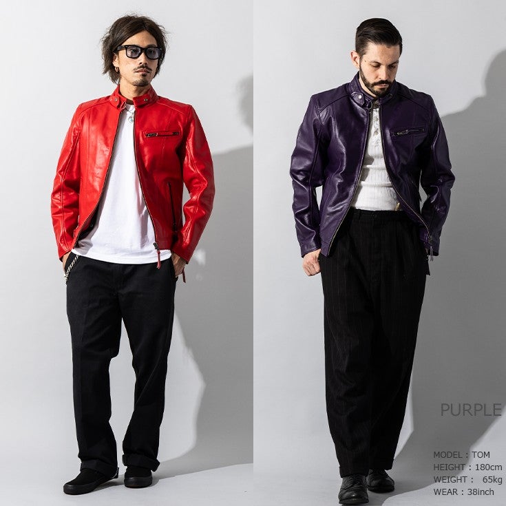 Liugoo Leathers 本革 シングルライダースジャケット メンズ