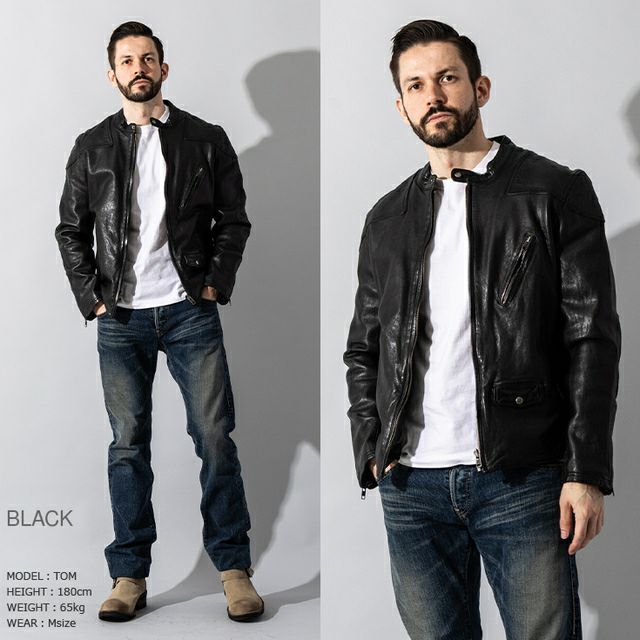 Liugoo Leathers 本革 フルベジ ビンテージ仕上げ シングルライダース