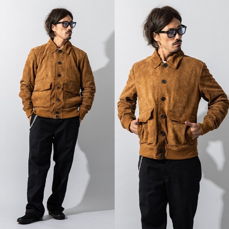 Liugoo Leathers 本革 スエードブルゾン A-1フライトジャケットType