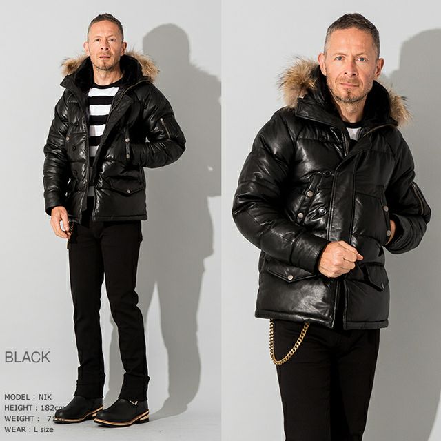 超美品 黒Liugoo Leathers春レザーダウンジャケット羊革 3L Liugoo Leathers 本革 N-3Bフライトジャケット レザーダウンジャケット