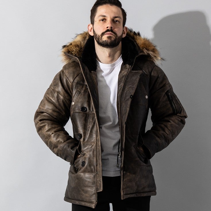 Liugoo Leathers 本革 N-3Bフライトジャケット レザーダウンジャケット 