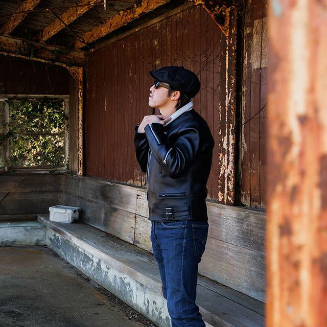 LIUGOO PLUS 本革 UKダブルライダースジャケット メンズ リューグー