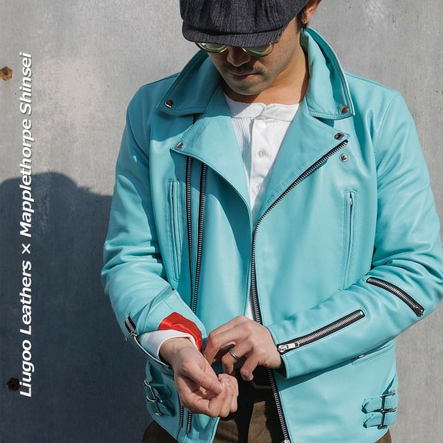 LIUGOO PLUS 本革 UKダブルライダースジャケット メンズ リューグー