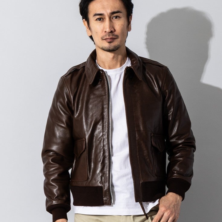 Liugoo Leathers 本革 本格復刻 A-2フライトジャケット メンズ