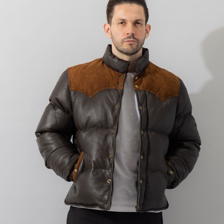 Liugoo Leathers 本革 ウェスタンヨーク ダウンジャケット メンズ